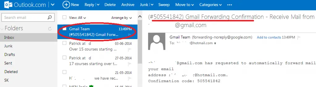 confirmation-code-or-verification-link-in-outlook-from-gmail