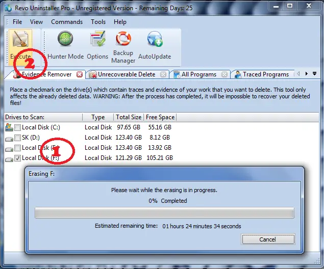 Evidence-remover-using-revo-uninstaller-pro
