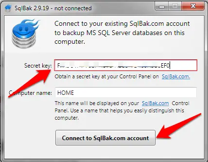 enter-secret-key-to-connect-sqlback-application